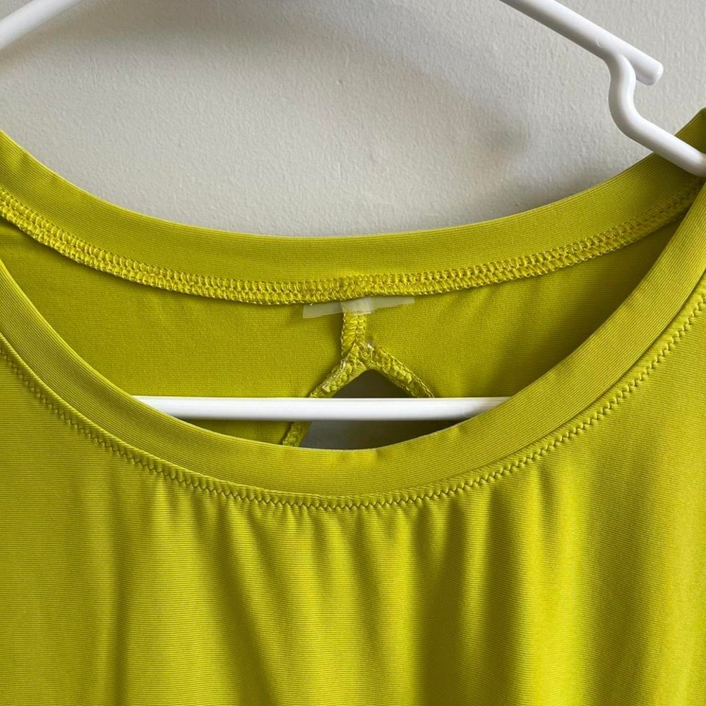 Calia Long Sleeve Activewear Top Women Large Lime Green Tie Front Crop - Picture 2 of 8